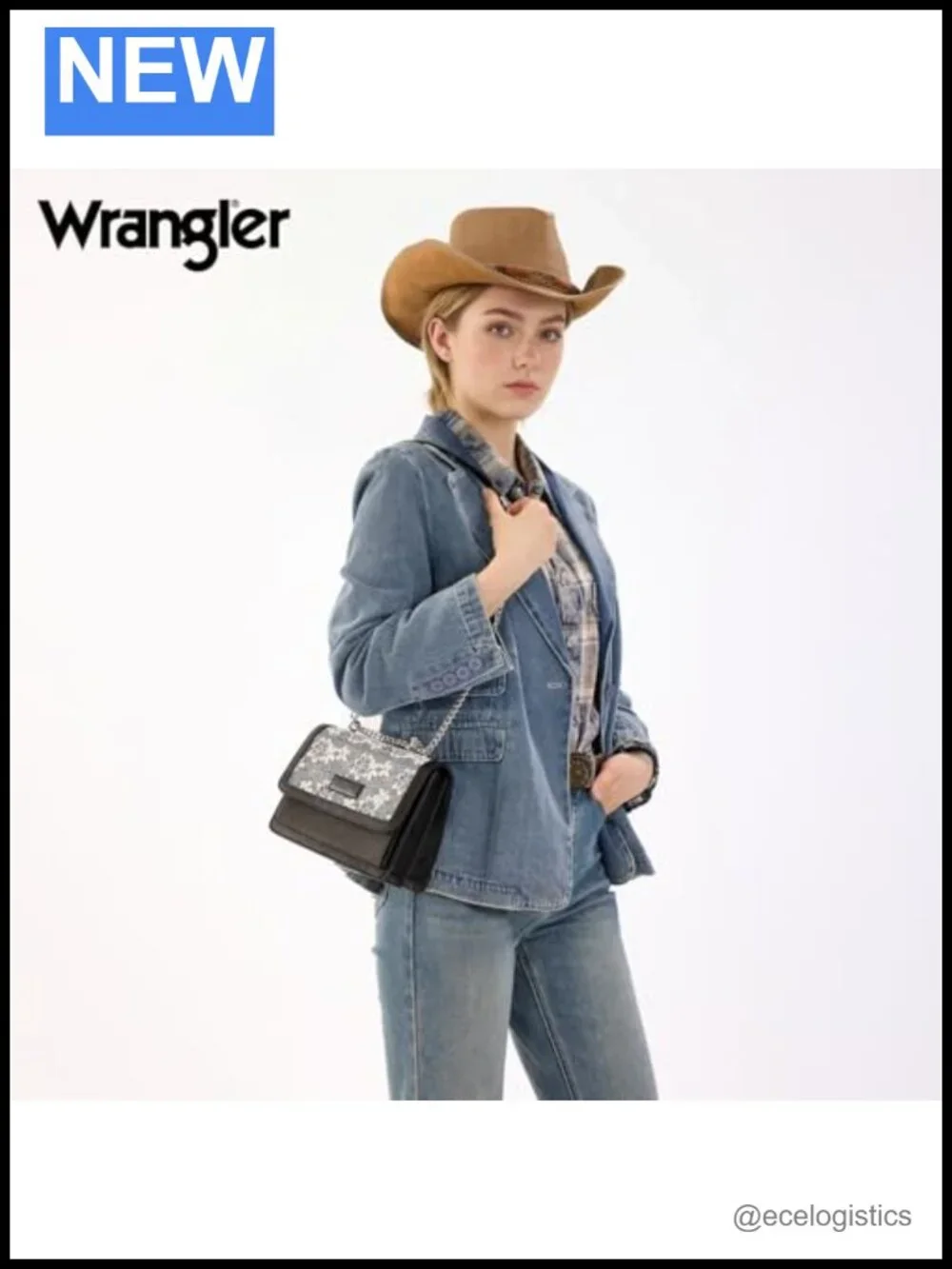 Wrangler Flap Crossbody Bag with Detachable Wristlet Wallet & Chain Strap,